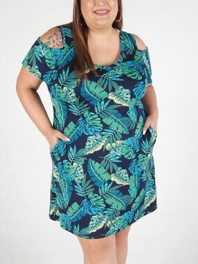 Plus size cold shoulder tropical dress 6X
